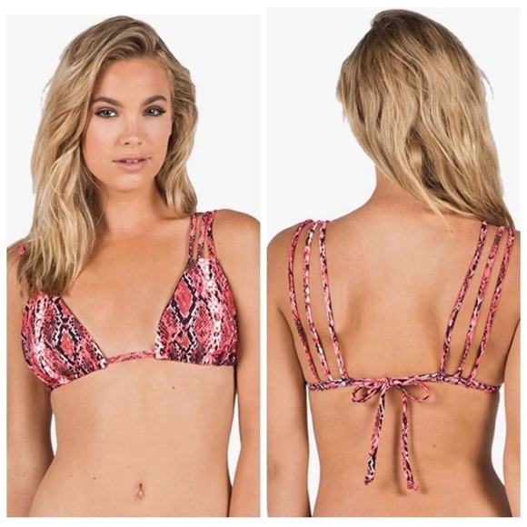 VOLCOM Juniors Urban Tribe Strappy Contrast Print Reversible Triangle Bikini Top - Picture 2 of 8